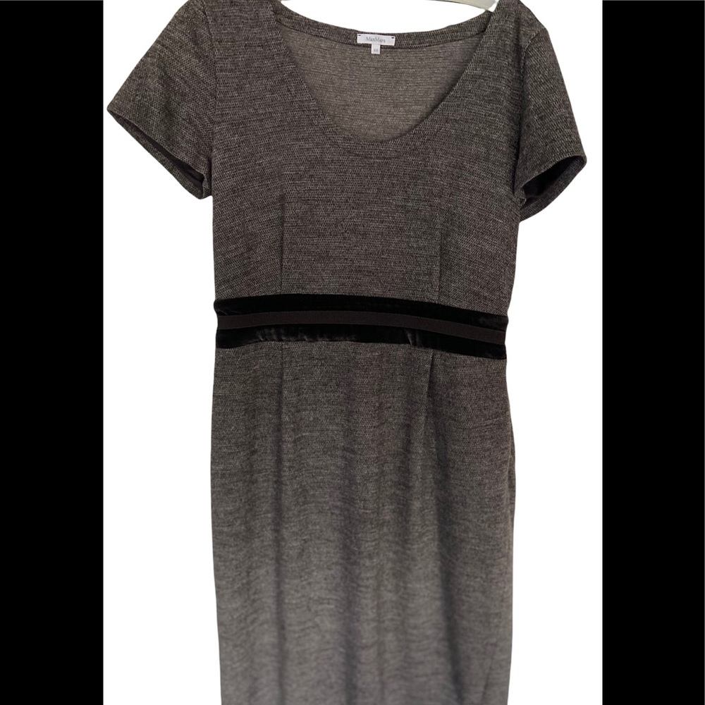 Max Mara brown wool dress with velvet trim size 10 (44)